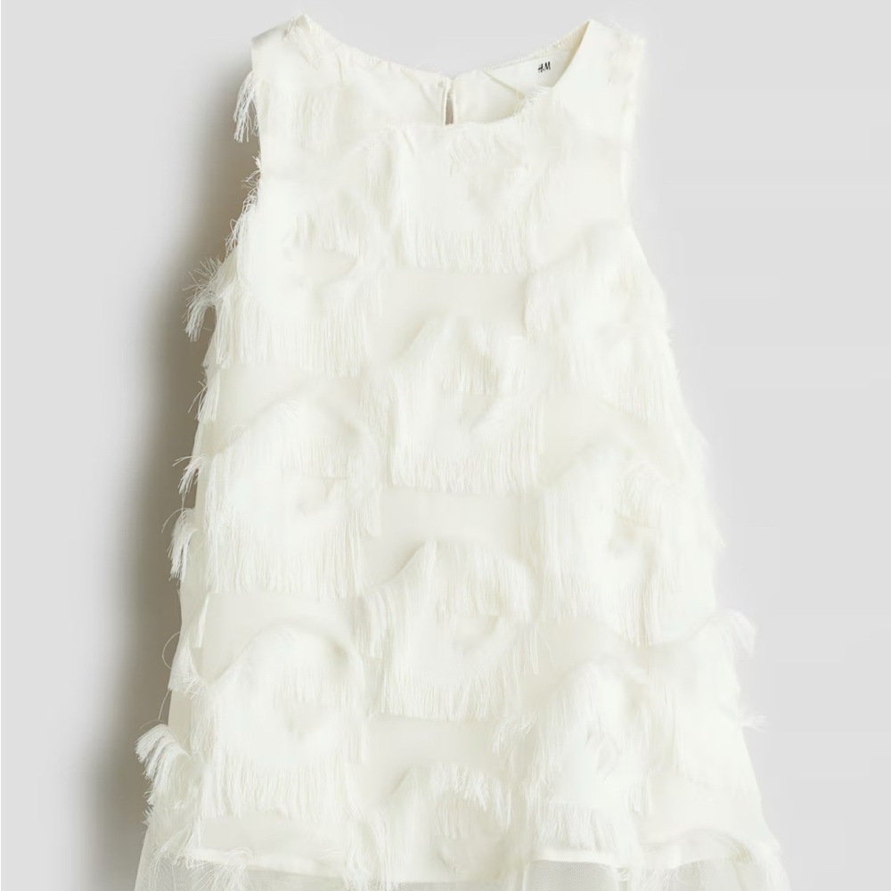 H&M Kids White Fringe Dress-NWT Size 4T
